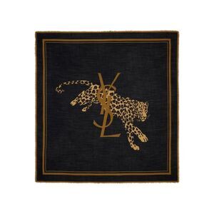 Saint Laurent Men Cassandre Large Square Scarf In Wool Twill